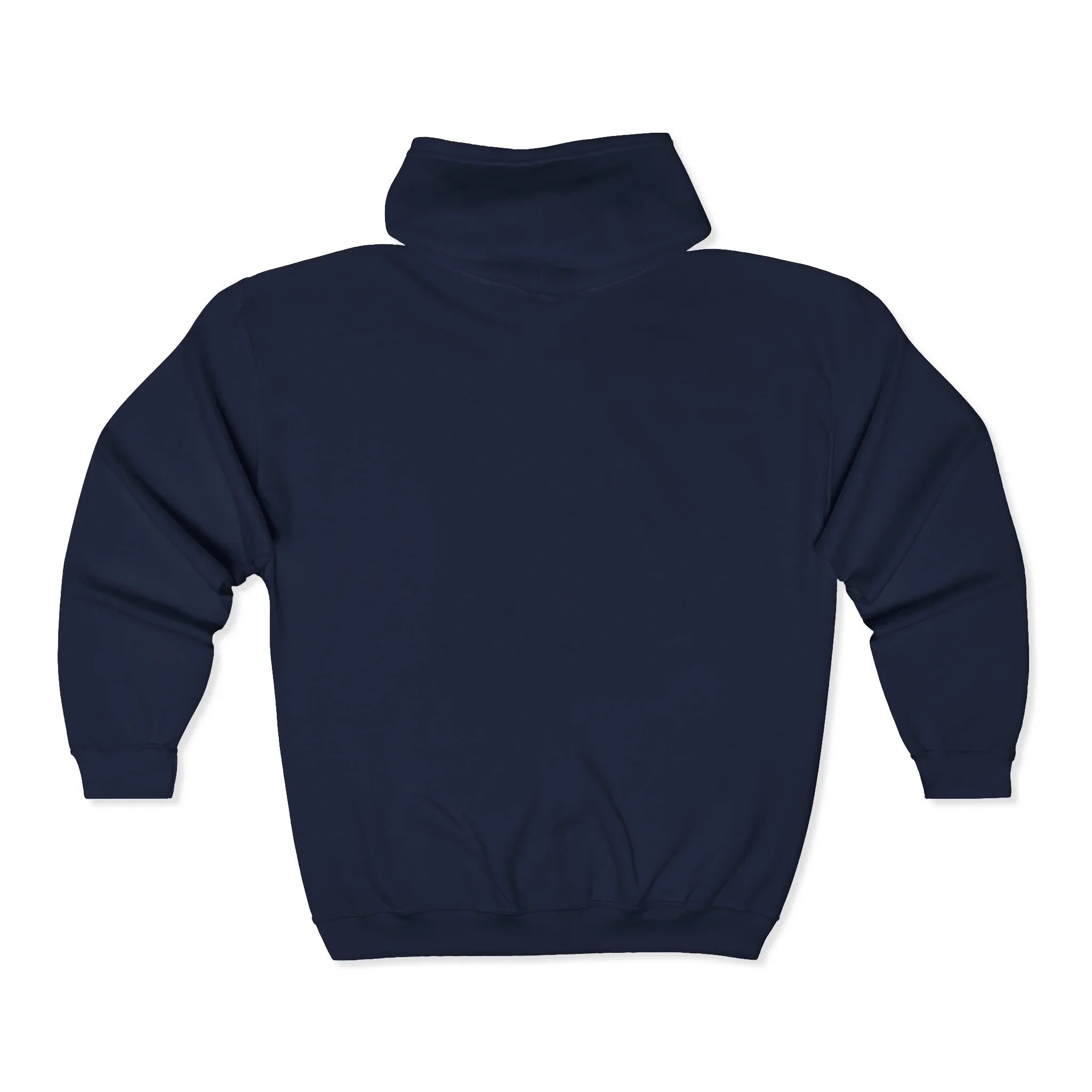 Navy blue high-neck streetwear sweatshirt for bold, intentional style