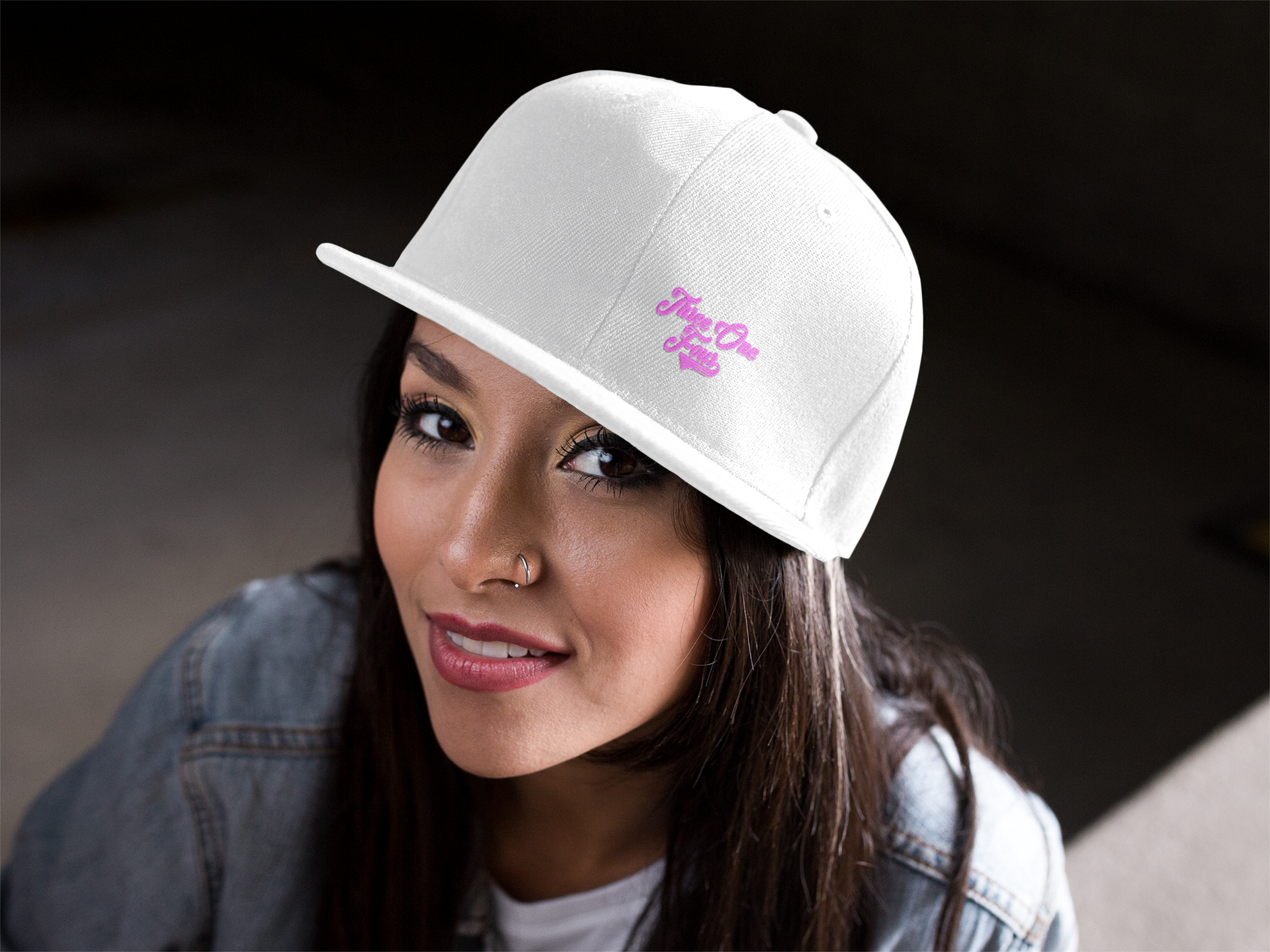 White Mid Profile Baseball Cap — 314 Embroidered Pink Logo - 314 Originals