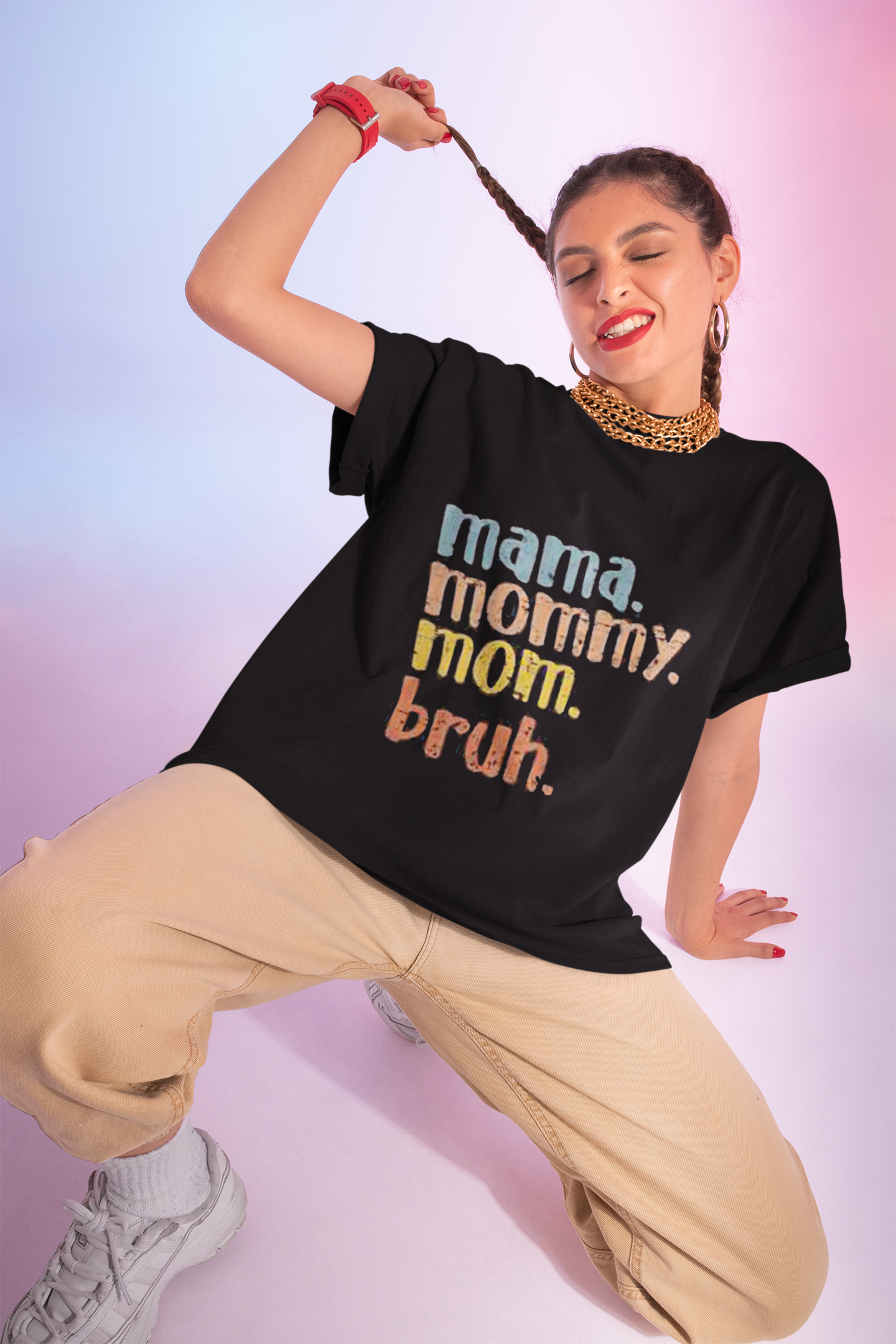 Mama Mommy Mom Bruh T-Shirt – Funny Retro Mom Graphic Tee Printify T-Shirt  314 Originals