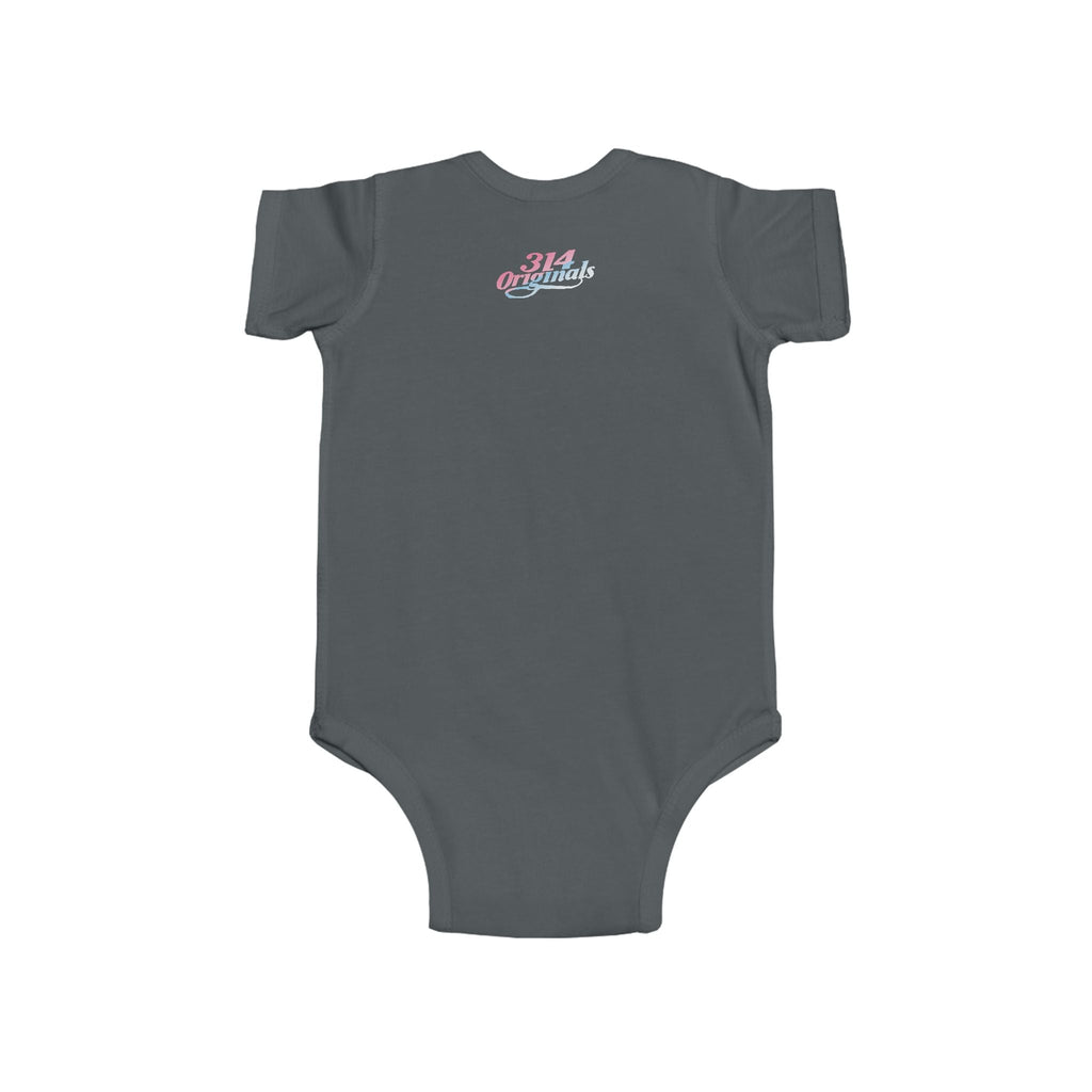 Infant Bodysuit - "Eat. Sleep. Poop. Repeat." Cute Baby Onesie (Pink & Blue Text) Printify Kids clothes  314 Originals