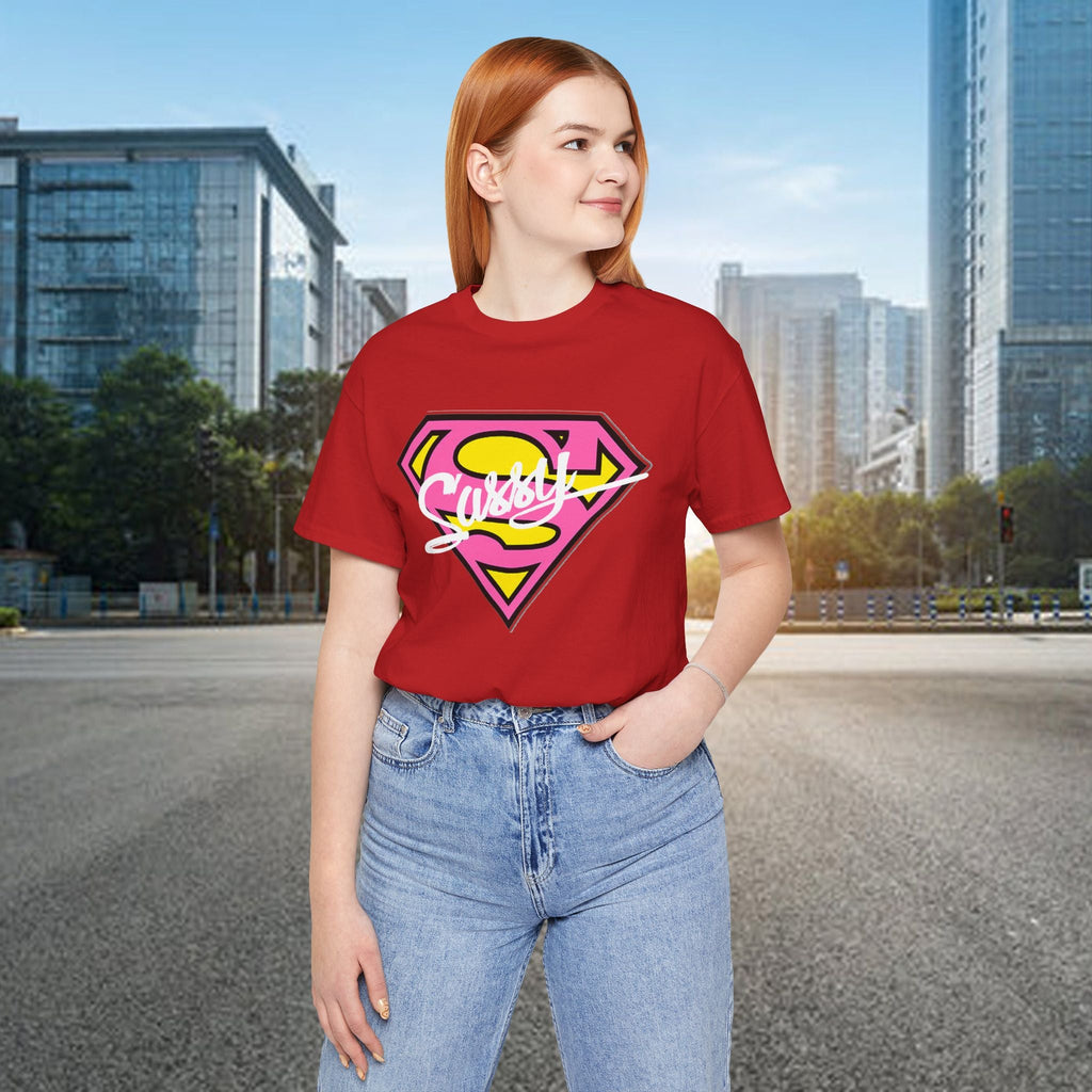 Super Sassy Tee — Pink & Yellow S Badge Graphic T-Shirt Printify T-Shirt  314 Originals