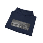 City Skyline Hoodie — Black & White Waterfront Panorama Pullover Printify Hoodie  314 Originals
