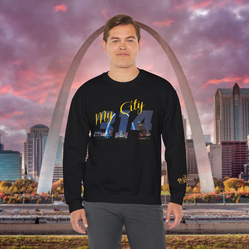 314 City Crewneck Sweatshirt — St. Louis Skyline Graphic - 314 Originals