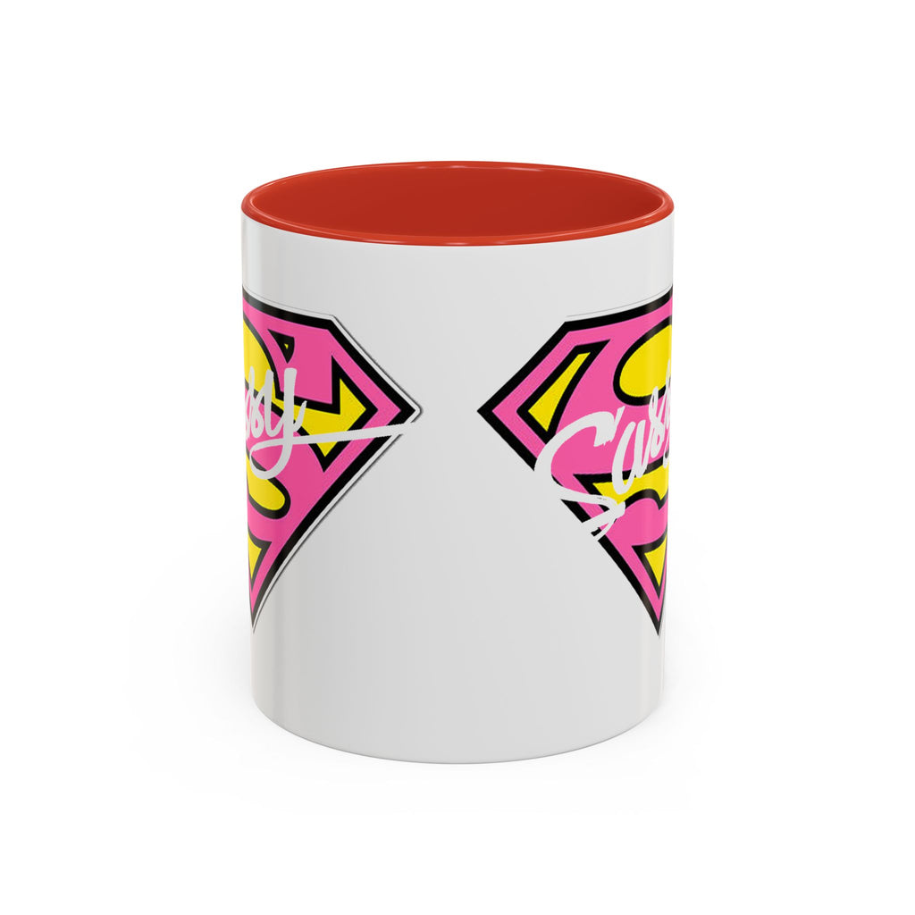 Sassy Supergirl Accent Coffee Mug – Pink & Yellow Super S Logo (11/15oz) - 314 Originals