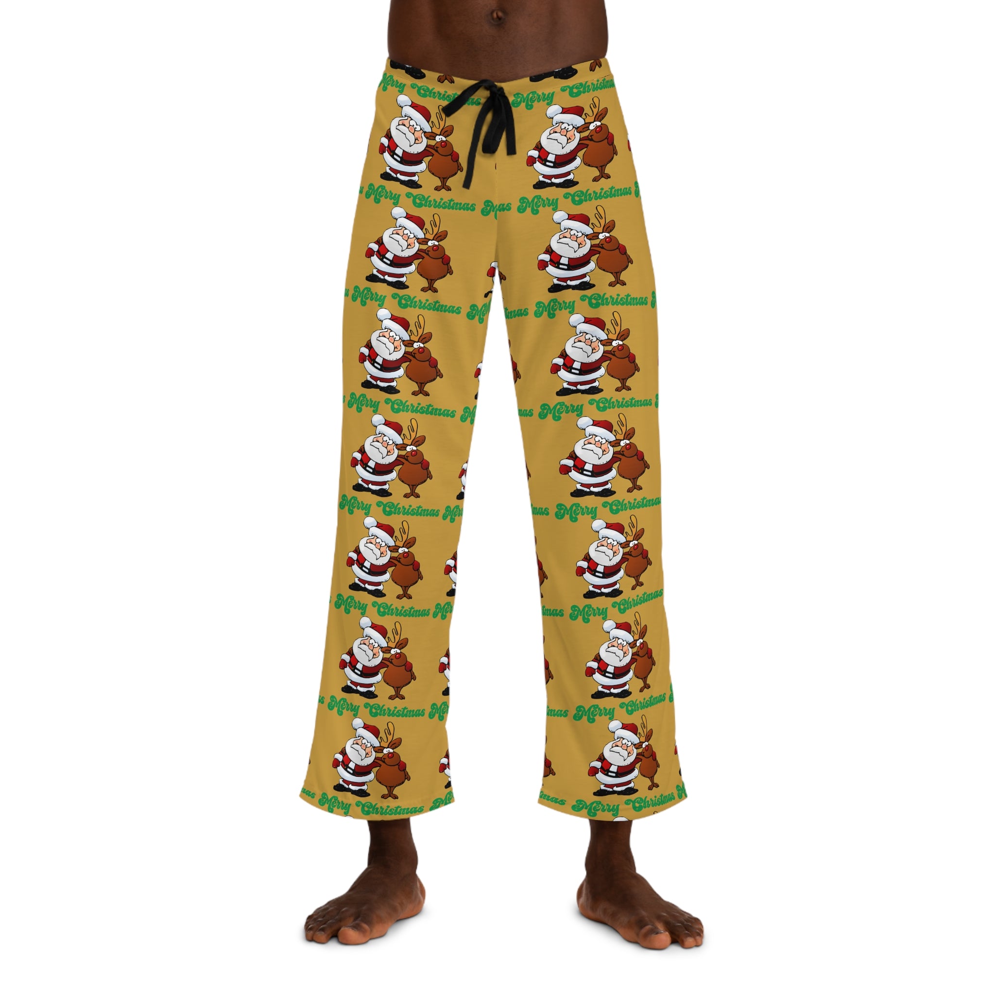 Men's Christmas Pajama Pants — Santa & Reindeer "Merry Christmas" All-Over Print - 314 Originals