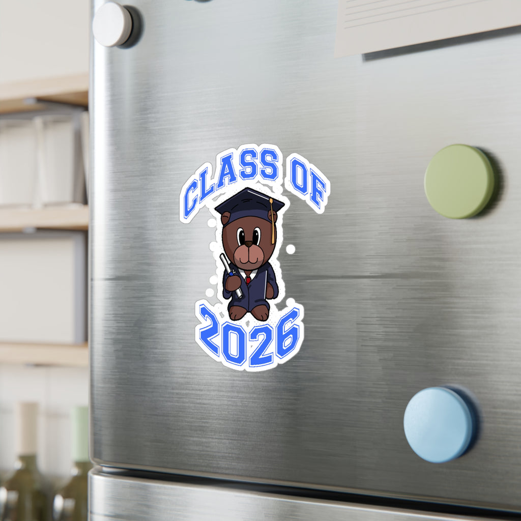 Class of 2026 Graduation Bear Sticker — Kiss-Cut Vinyl Decal for Cars, Laptops & Gifts