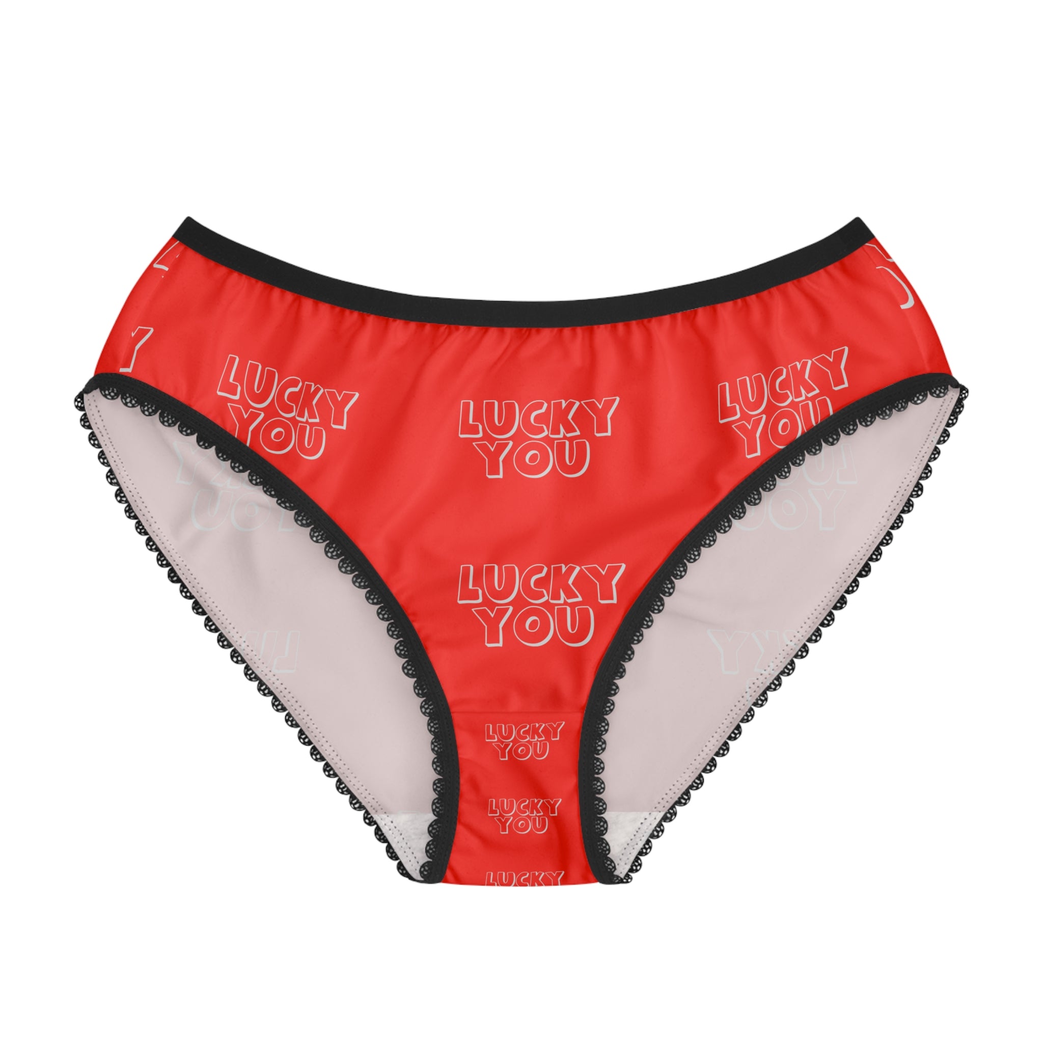 Lucky You Red Briefs — Women's Lace-Trim Underwear