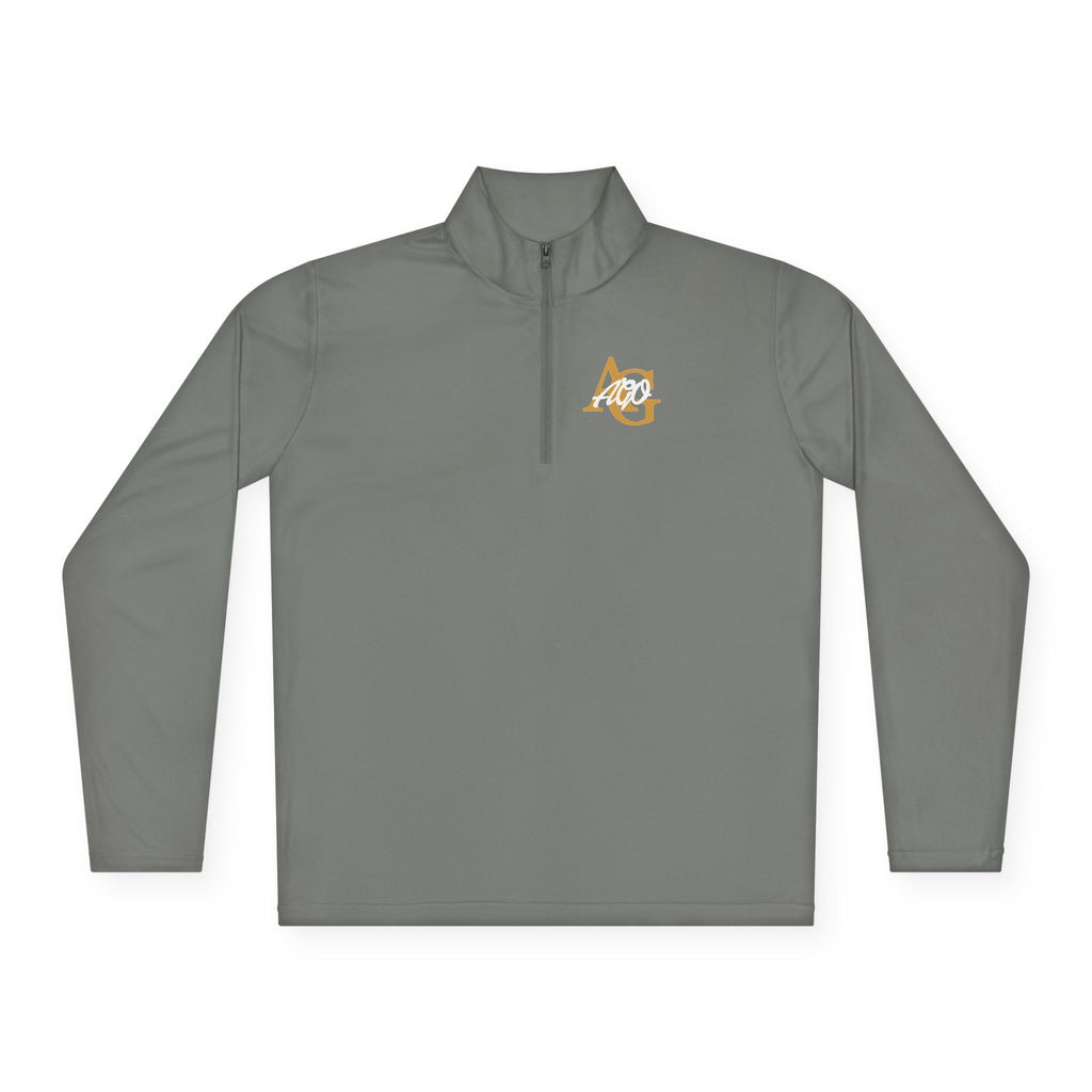 AGO Quarter-Zip Pullover — Small Gold & Black Chest Embroidery, Lightweight Casual Pullover - 314 Originals