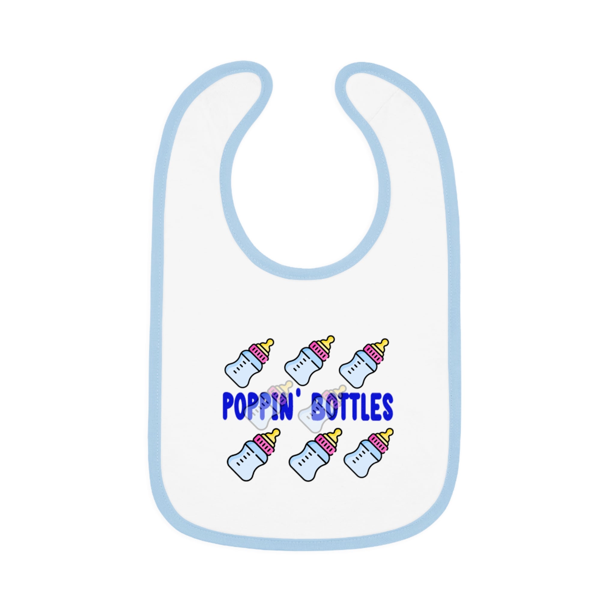 Poppin' Bottles Baby Bib — Cute Bottle Pattern Contrast-Trim Feeding Bib - 314 Originals