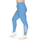 light Blue Plus Size Leggings — Subtle Side Script Graphic, Comfortable Everyday Activewear - 314 Originals