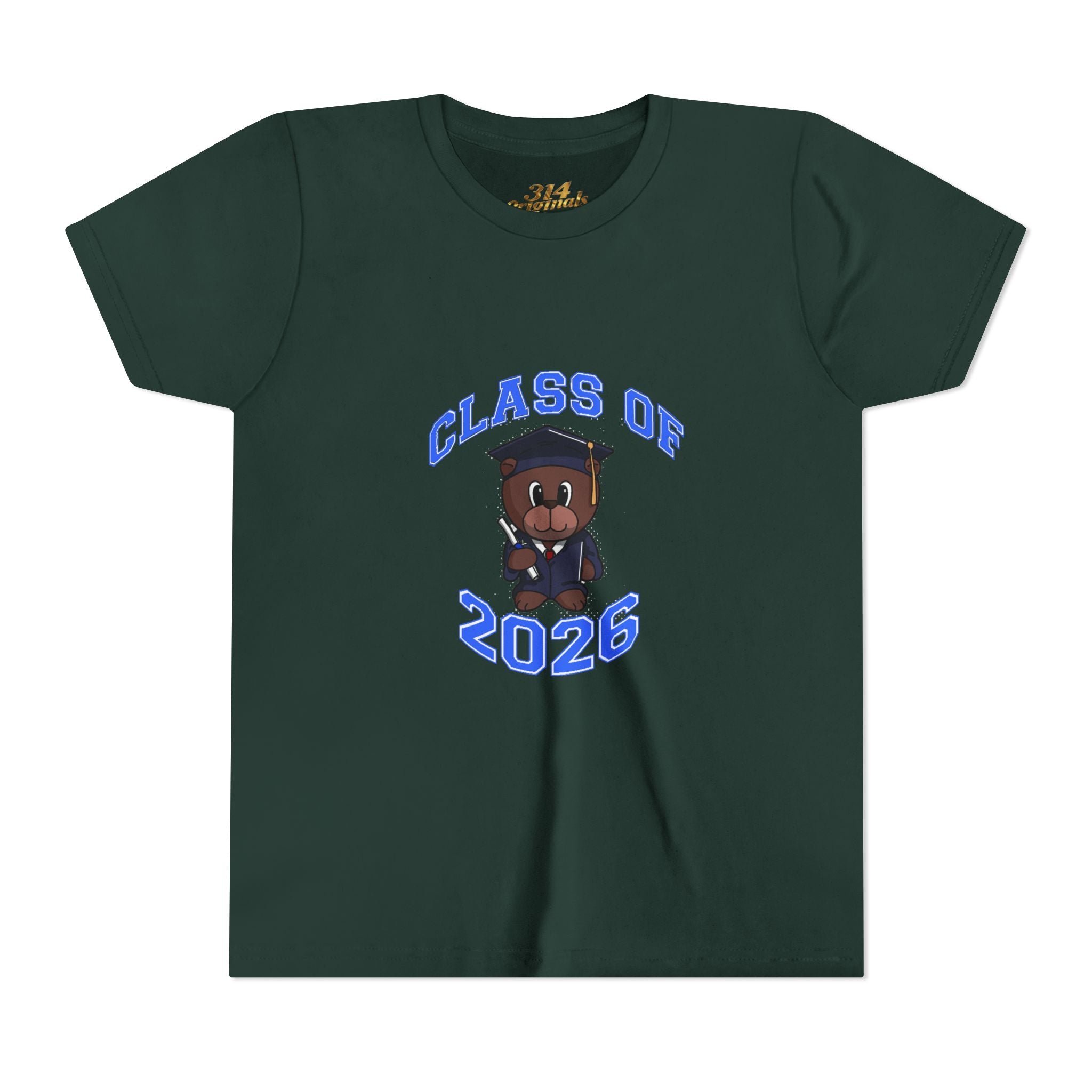 Class of 2026 Kids Graduation T‑Shirt — Cute Graduate Bear Youth Tee