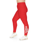 Red Plus Size Leggings — Subtle Side Script Graphic, Comfortable Everyday Activewear - 314 Originals