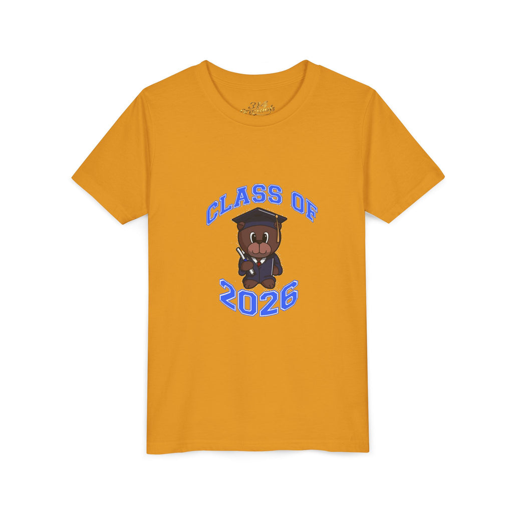 Class of 2026 Kids Graduation T‑Shirt — Cute Graduate Bear Youth Tee