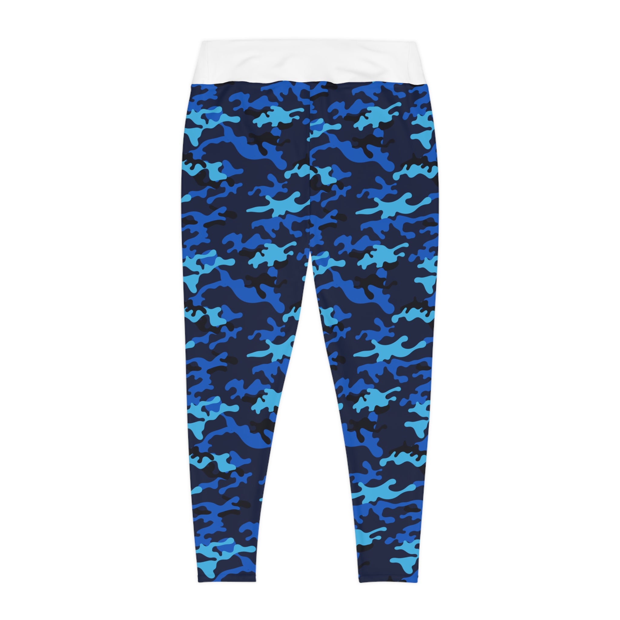 Blue Camo Plus Size Leggings — Subtle Side Script Graphic, Comfortable Everyday Activewear - 314 Originals