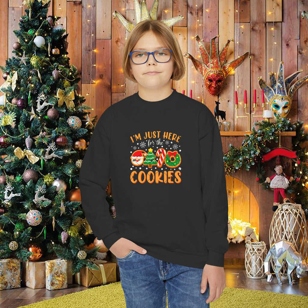 Youth Holiday Sweatshirt "I'm Just Here for the Cookies" – Kids Christmas Cookie Crewneck - 314 Originals