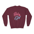 Baby Girl Youth Sweatshirt — Pink & Blue Script Crewneck - 314 Originals