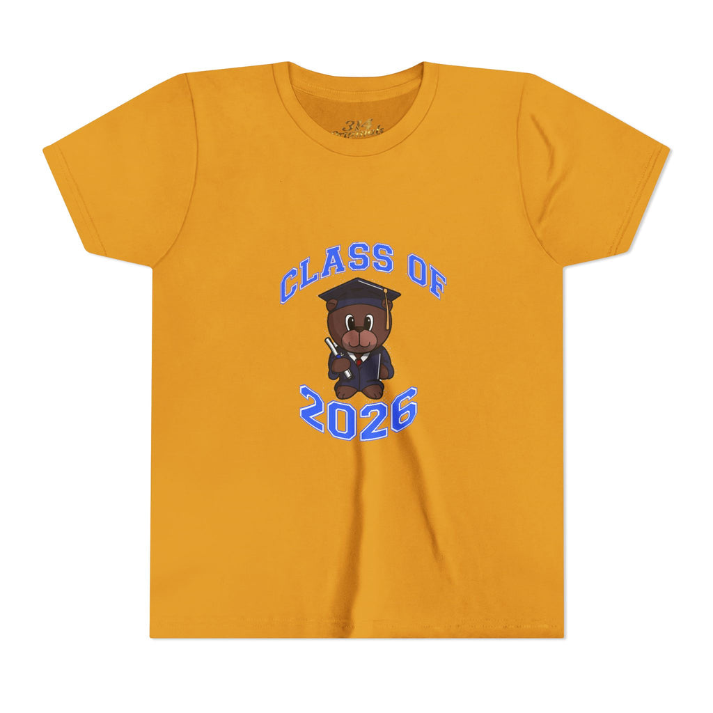 Class of 2026 Kids Graduation T‑Shirt — Cute Graduate Bear Youth Tee