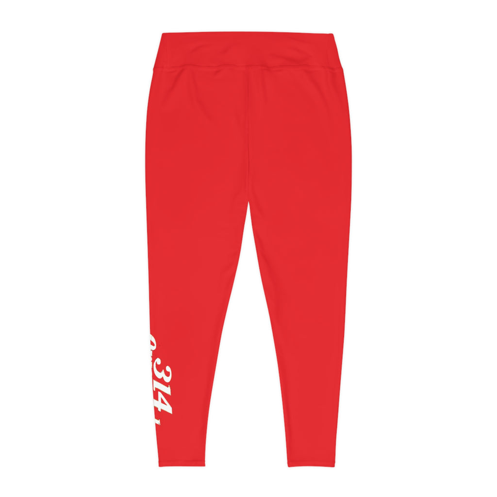 Red Plus Size Leggings — Subtle Side Script Graphic, Comfortable Everyday Activewear - 314 Originals