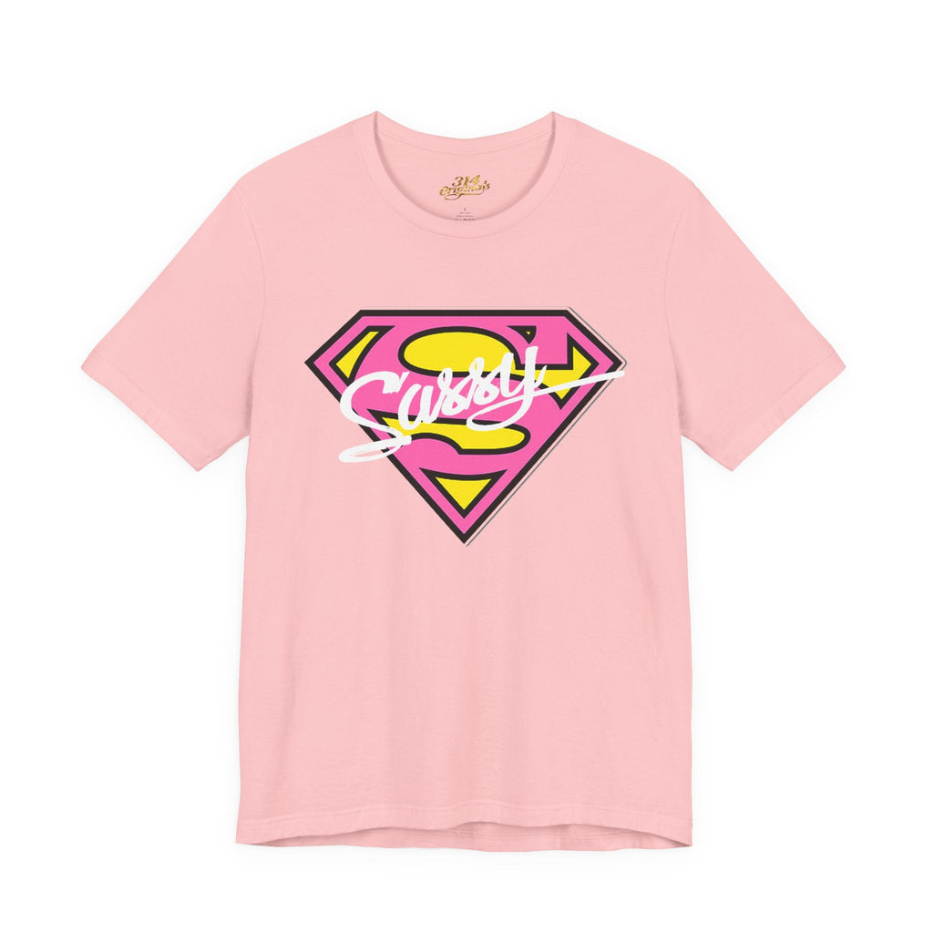 Super Sassy Tee — Pink & Yellow S Badge Graphic T-Shirt Printify T-Shirt  314 Originals