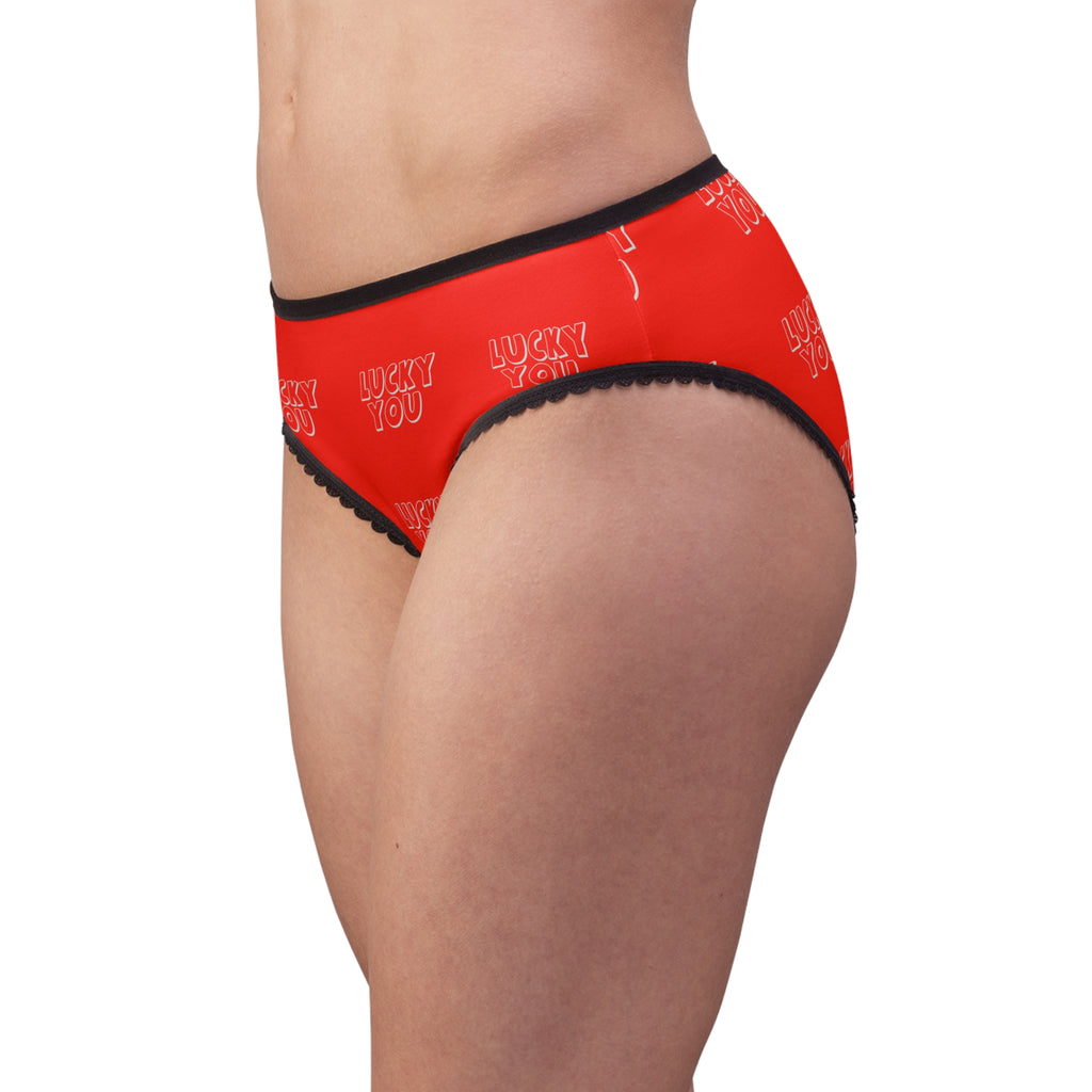 Lucky You Red Briefs — Women's Lace-Trim Underwear