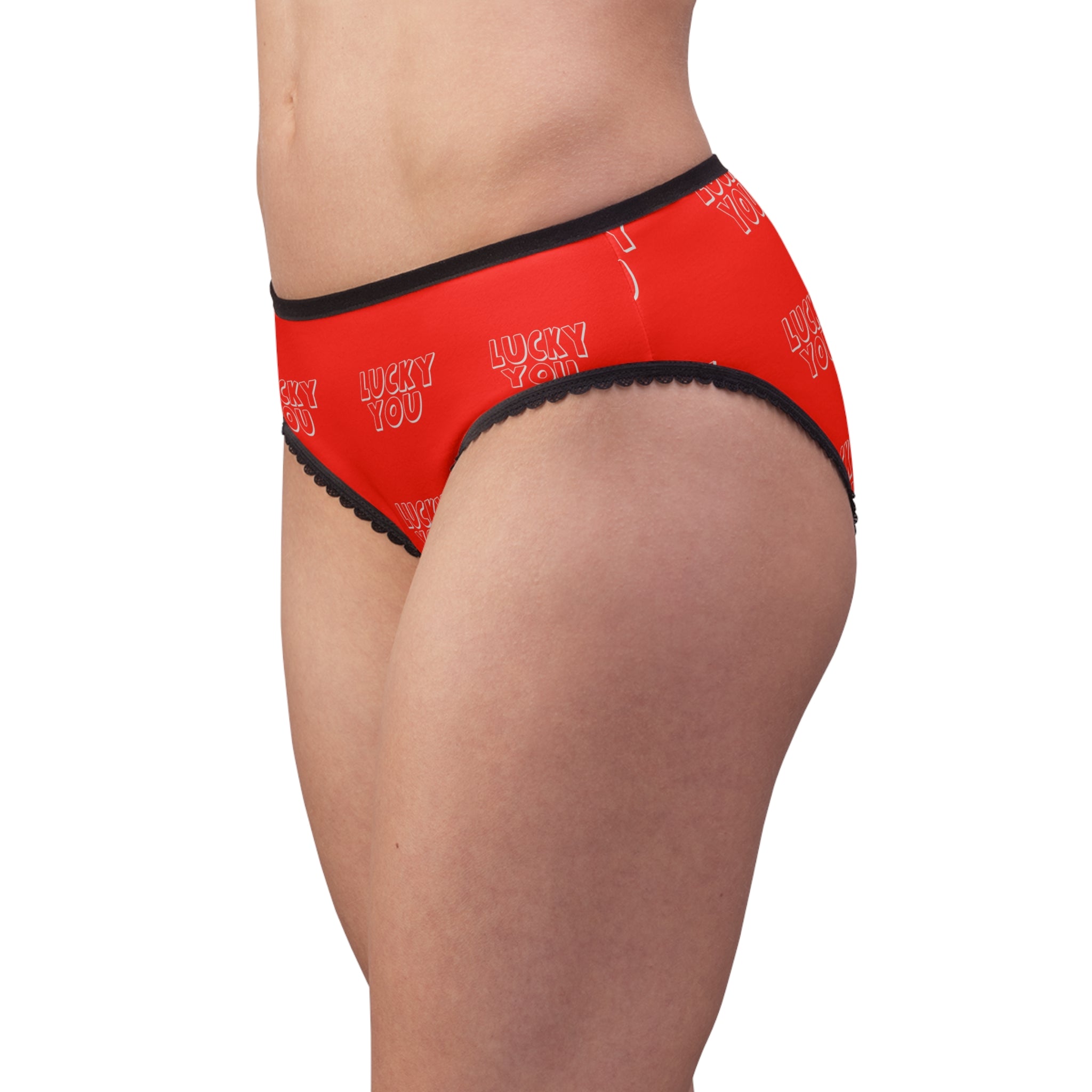 Lucky You Red Briefs — Women's Lace-Trim Underwear