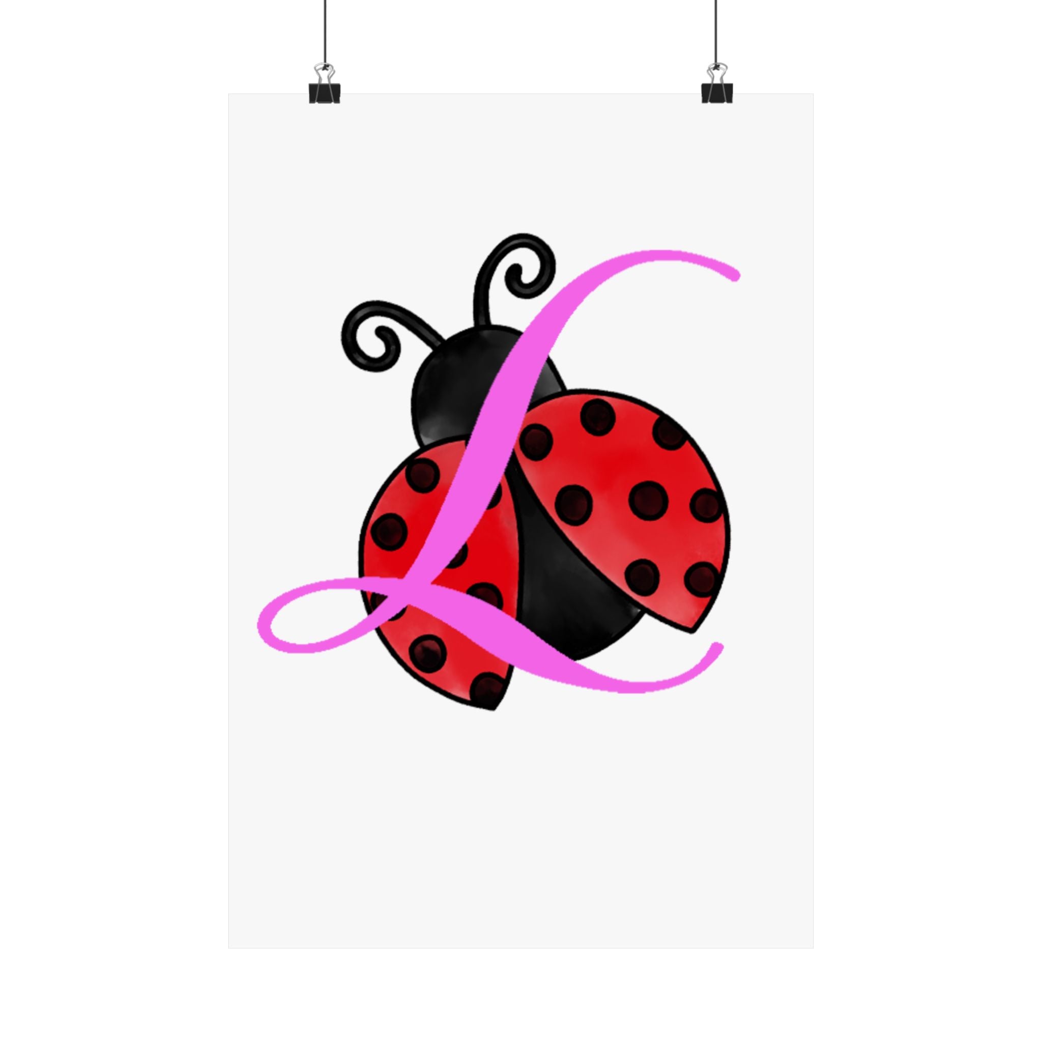 Ladybug Initial “L” Matte Poster — Cute Nursery Wall Art for Girls Printify Poster  314 Originals