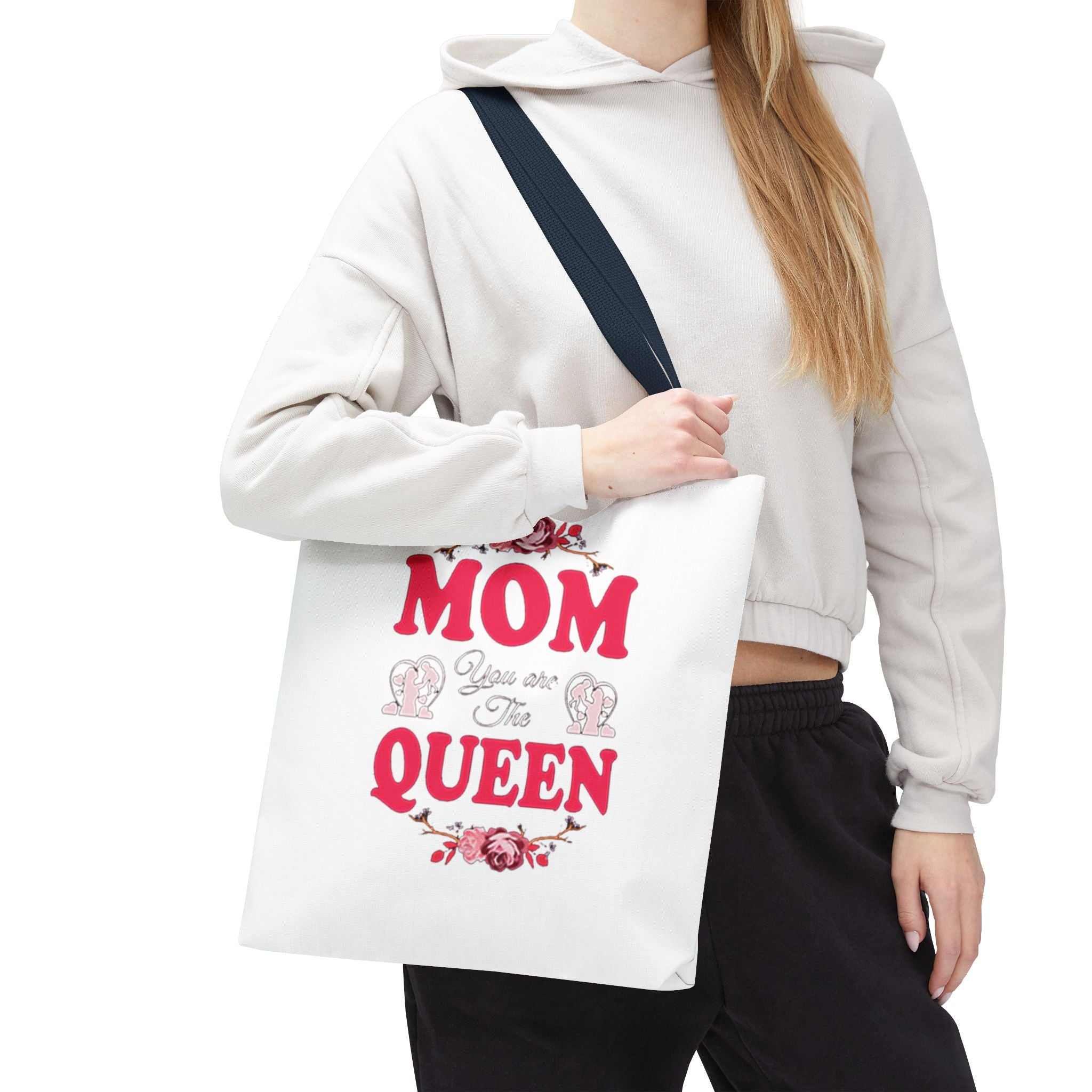"Mom You're the Queen" Floral Mother's Day Tote Bag Printify Bags  314 Originals