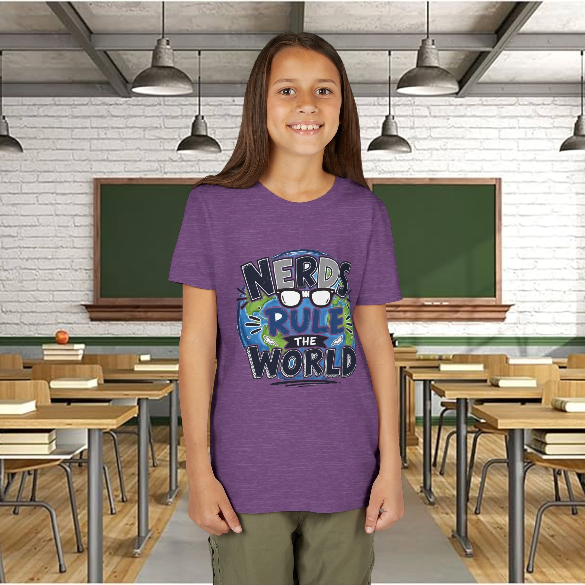 "Nerds Rule the World" Graphic Youth Girls Tee Shirt