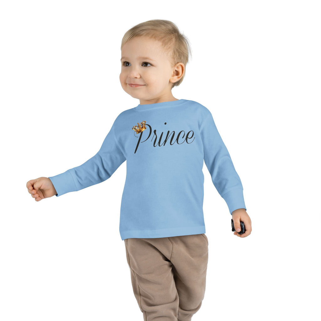 Prince Toddler Long Sleeve Tee — Gold Crown Script Printify Kids clothes  314 Originals