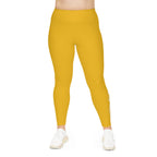 Yellow Plus Size Leggings — Subtle Side Script Graphic, Comfortable Everyday Activewear - 314 Originals