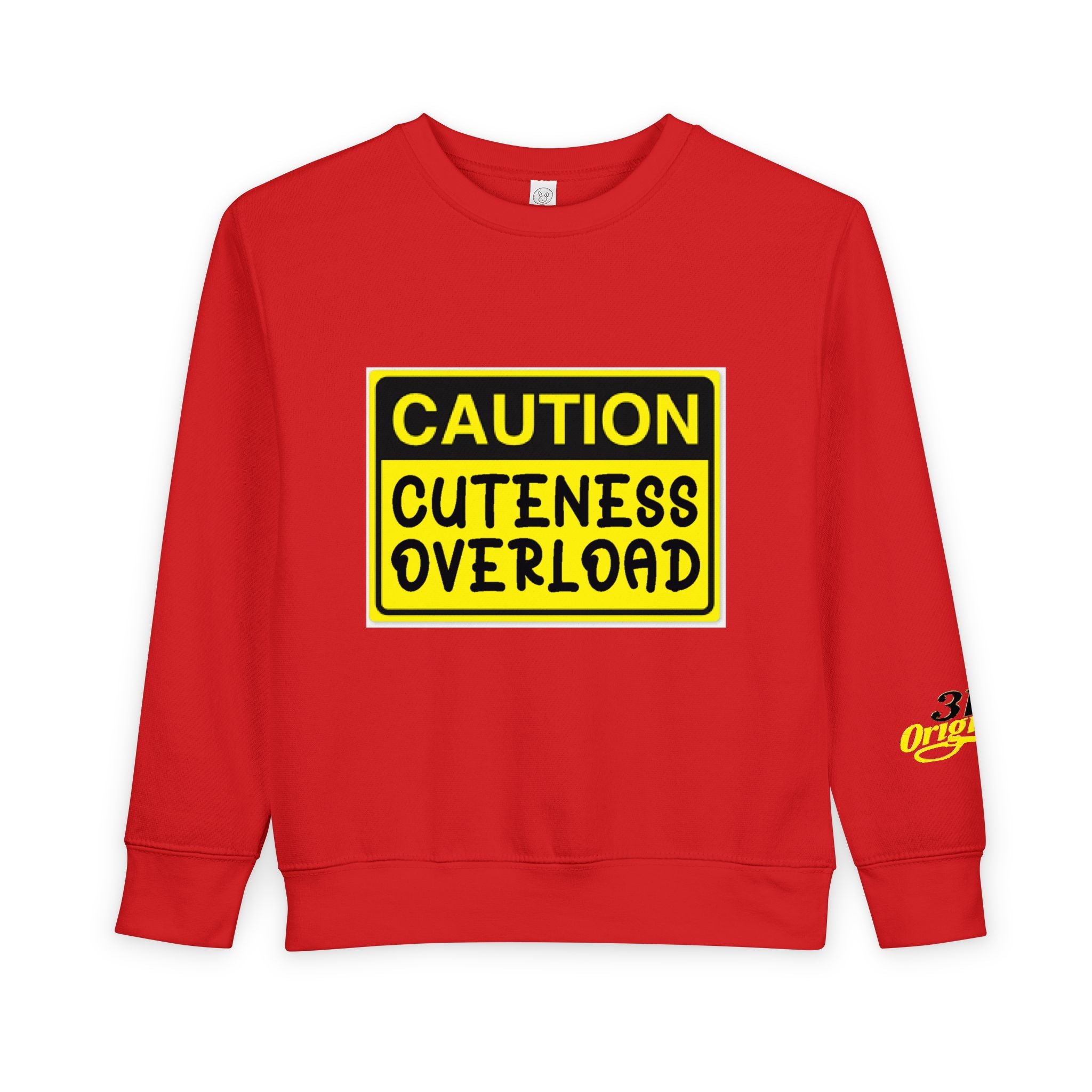 "Caution: Cuteness Overload" Kids Crewneck Toddler Sweatshirt