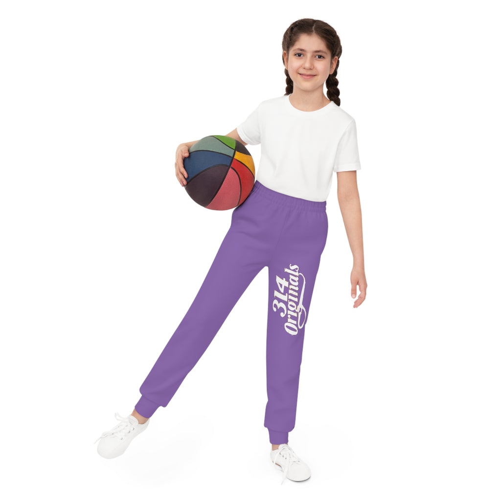 Light Purple Youth Joggers with 314 Originals Side Graphic — Kids Athletic Sweatpants - 314 Originals