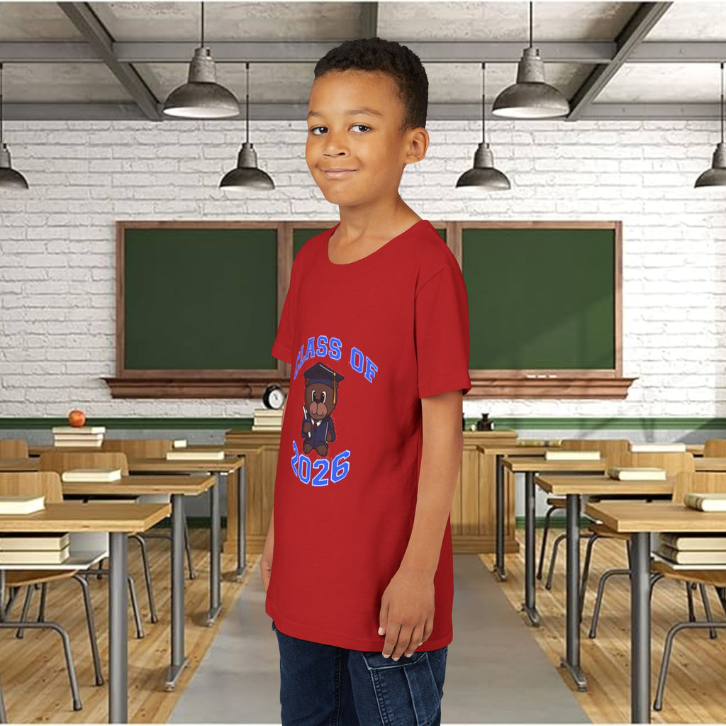 Class of 2026 Kids Graduation T‑Shirt — Cute Graduate Bear Youth Tee