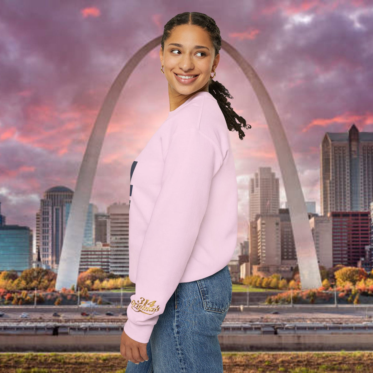 314 City Crewneck Sweatshirt — St. Louis Skyline Graphic - 314 Originals