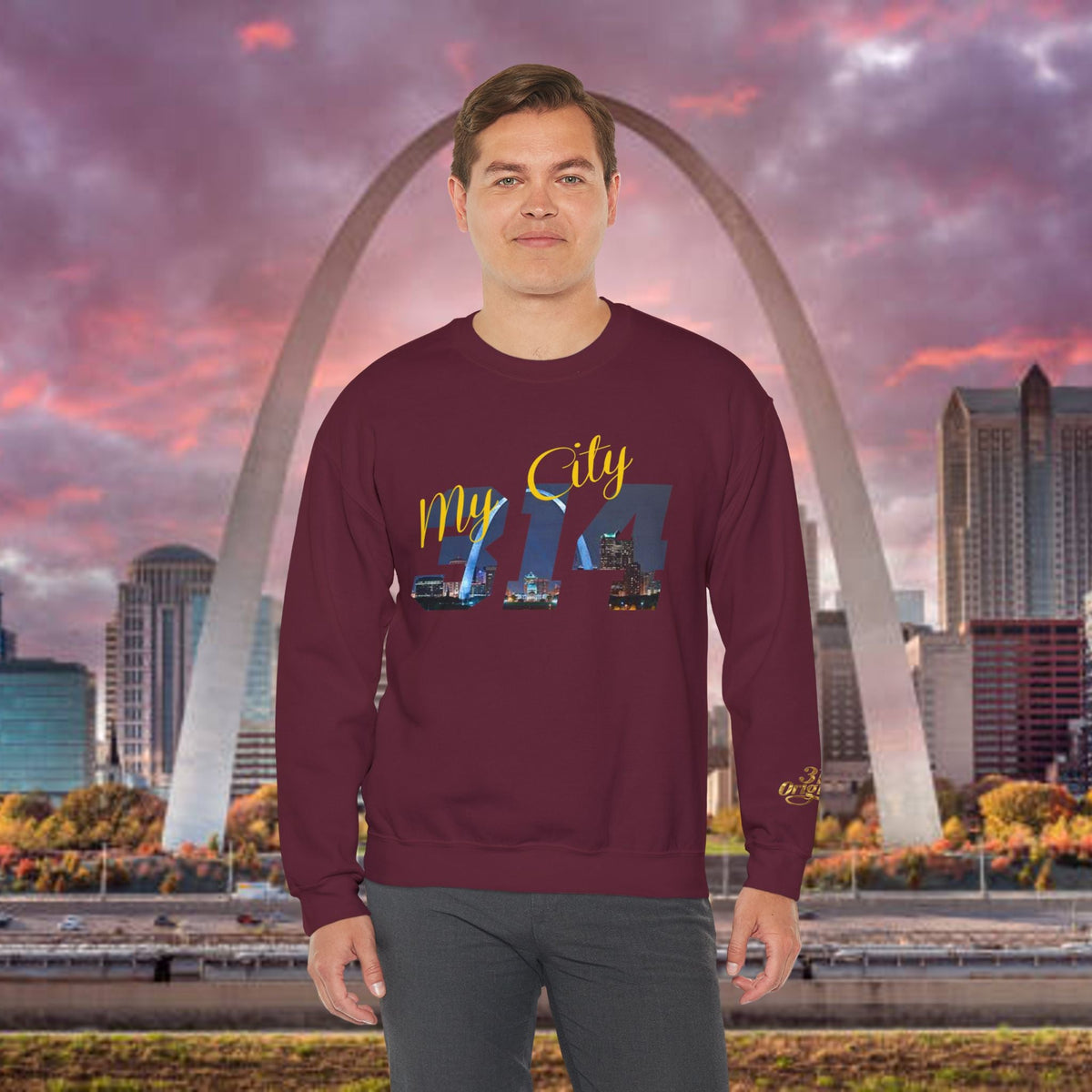 314 City Crewneck Sweatshirt — St. Louis Skyline Graphic - 314 Originals