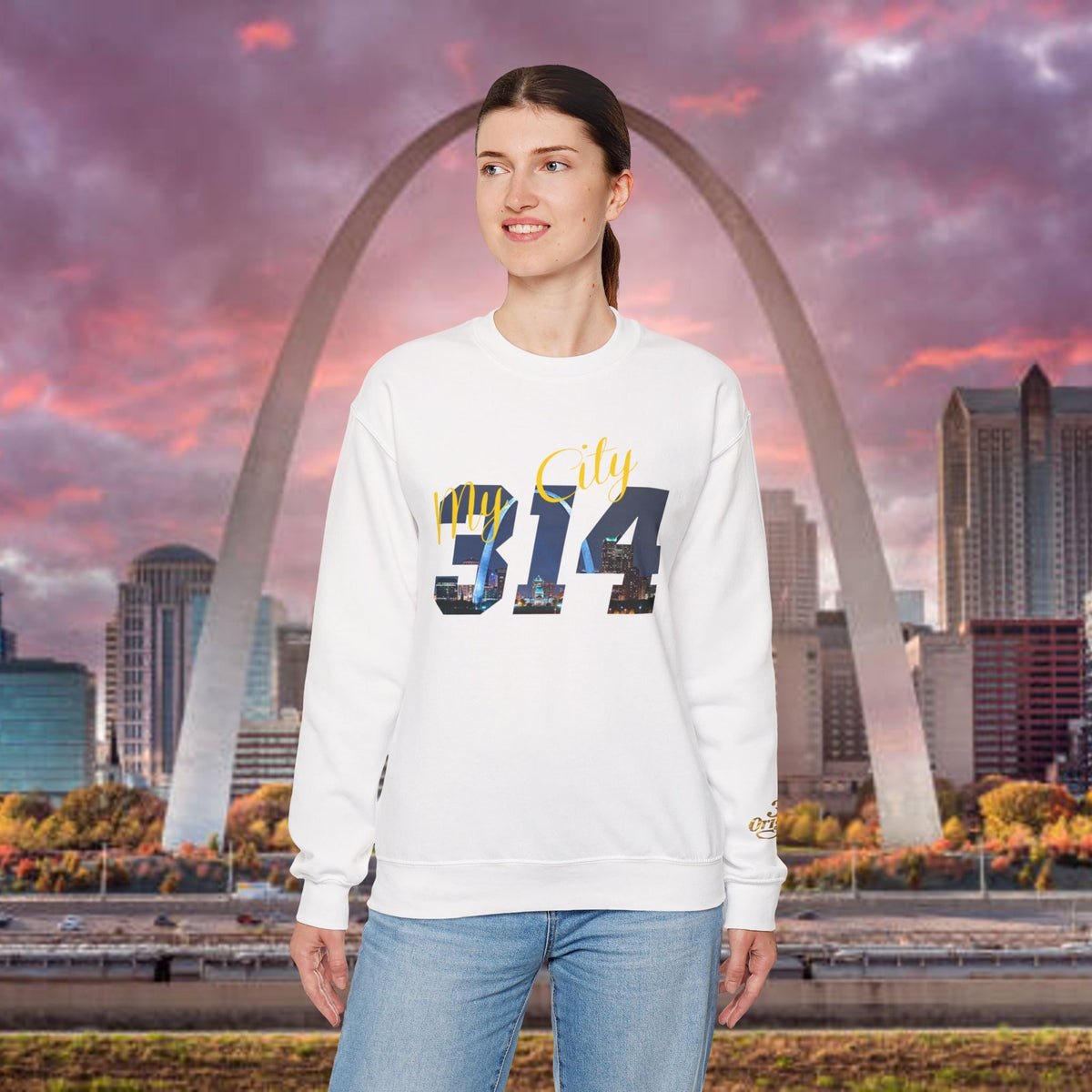 314 City Crewneck Sweatshirt — St. Louis Skyline Graphic - 314 Originals