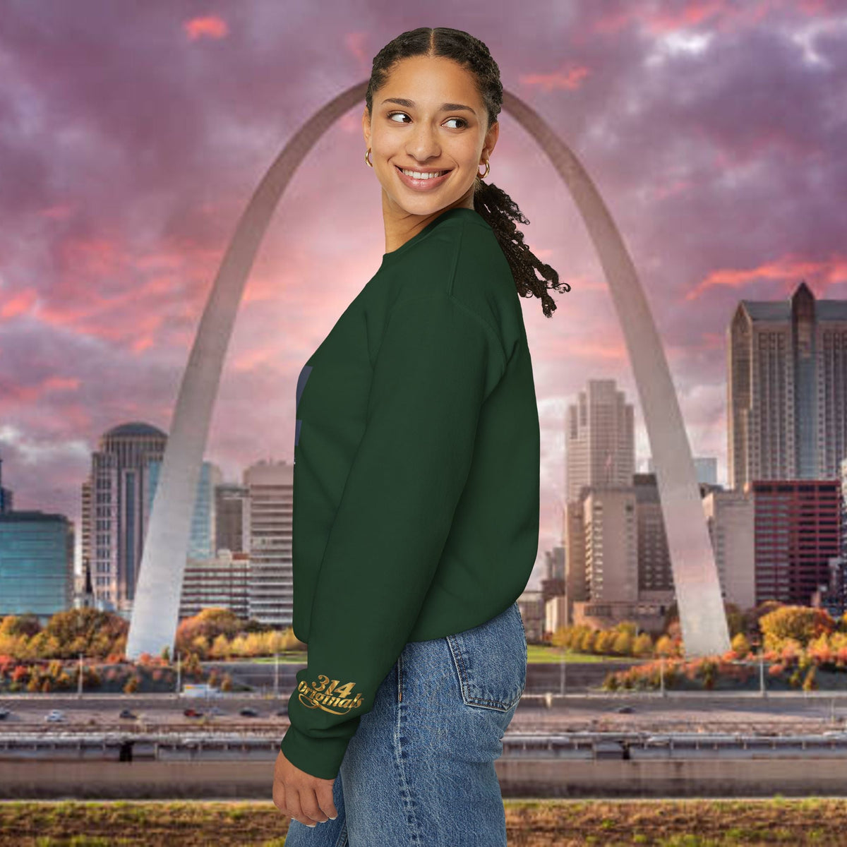 314 City Crewneck Sweatshirt — St. Louis Skyline Graphic - 314 Originals