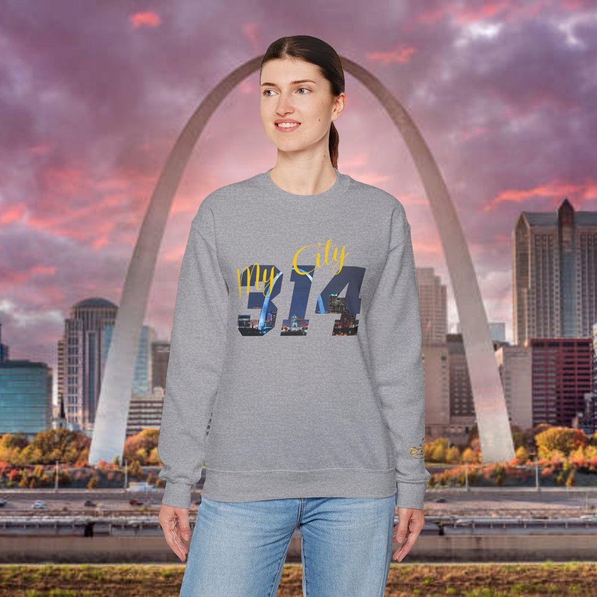 314 City Crewneck Sweatshirt — St. Louis Skyline Graphic - 314 Originals