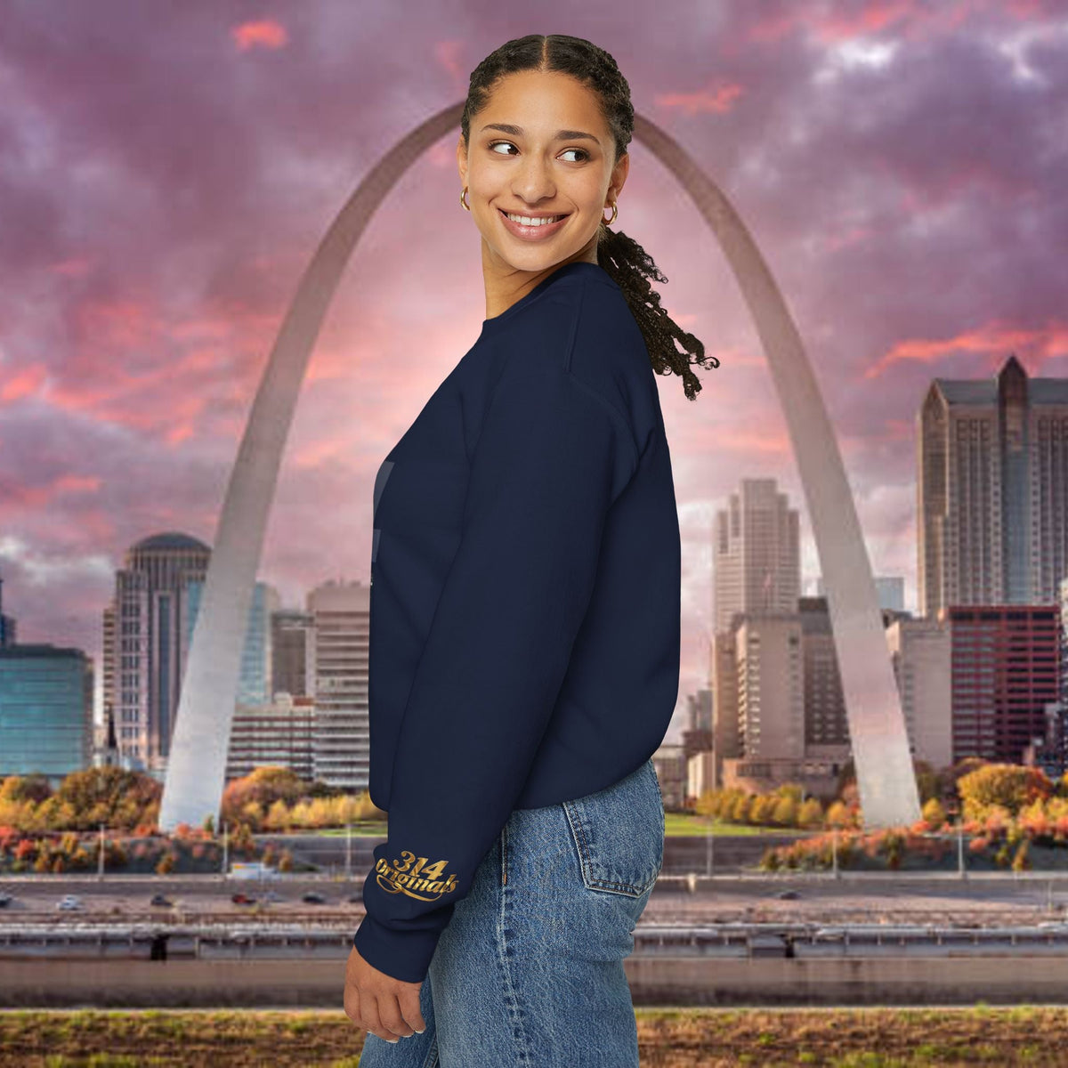 314 City Crewneck Sweatshirt — St. Louis Skyline Graphic - 314 Originals