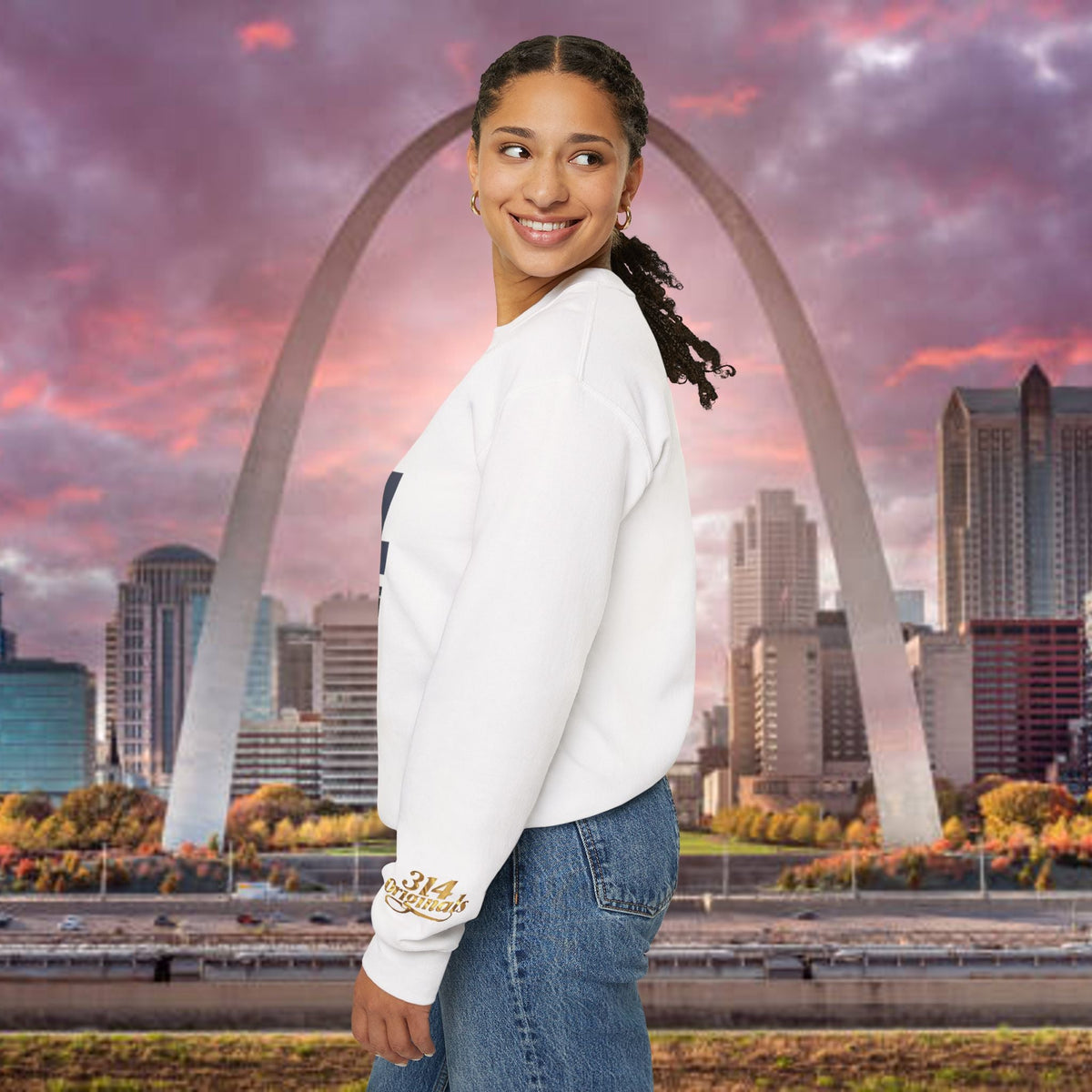 314 City Crewneck Sweatshirt — St. Louis Skyline Graphic - 314 Originals