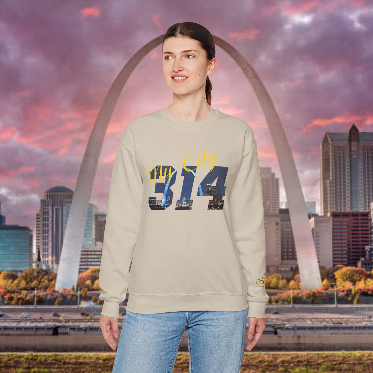 314 City Crewneck Sweatshirt — St. Louis Skyline Graphic - 314 Originals
