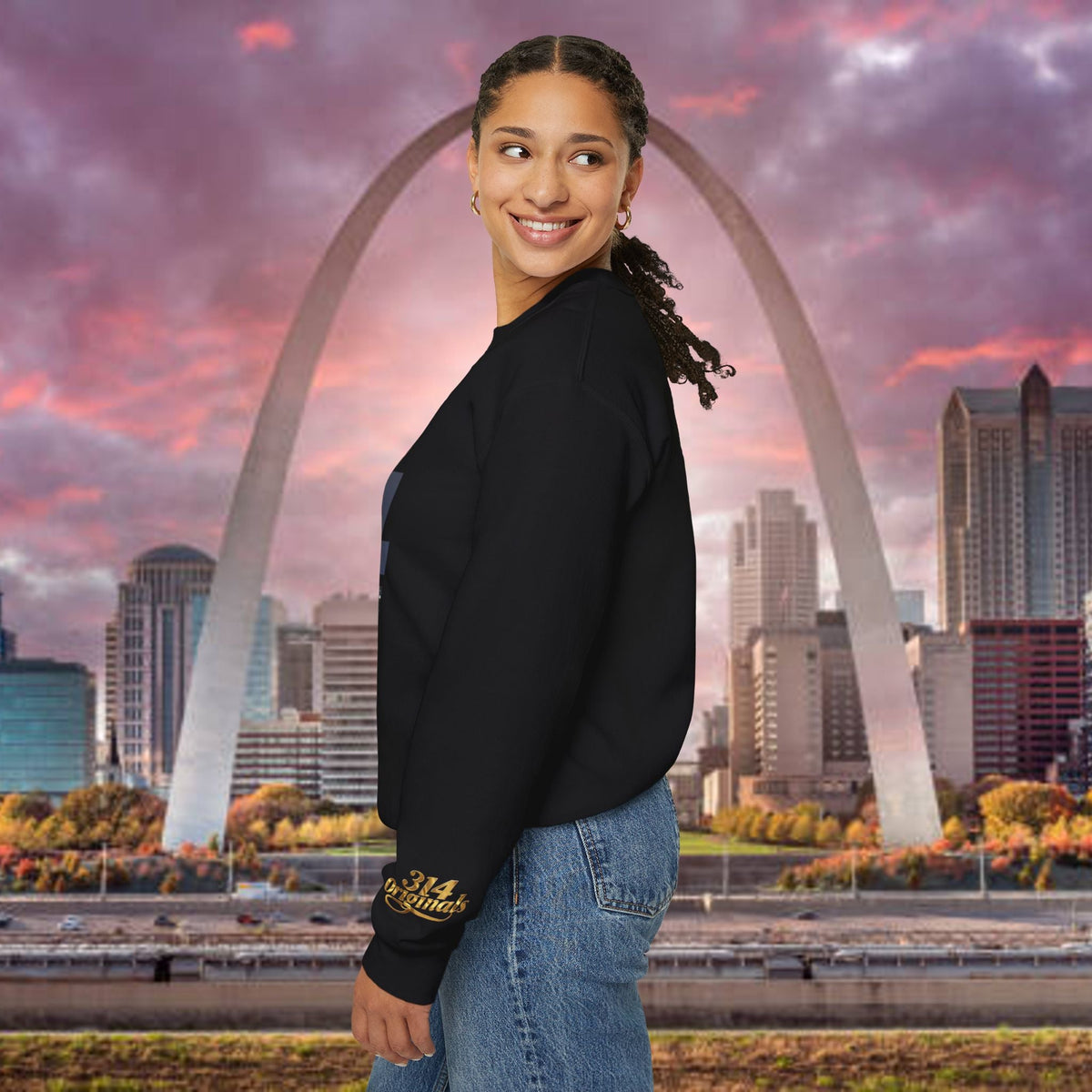 314 City Crewneck Sweatshirt — St. Louis Skyline Graphic - 314 Originals