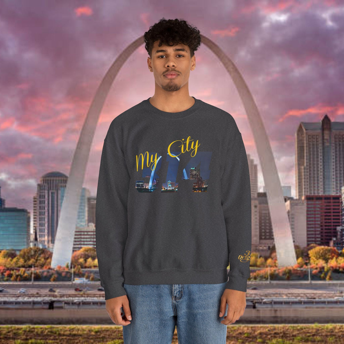 314 City Crewneck Sweatshirt — St. Louis Skyline Graphic - 314 Originals
