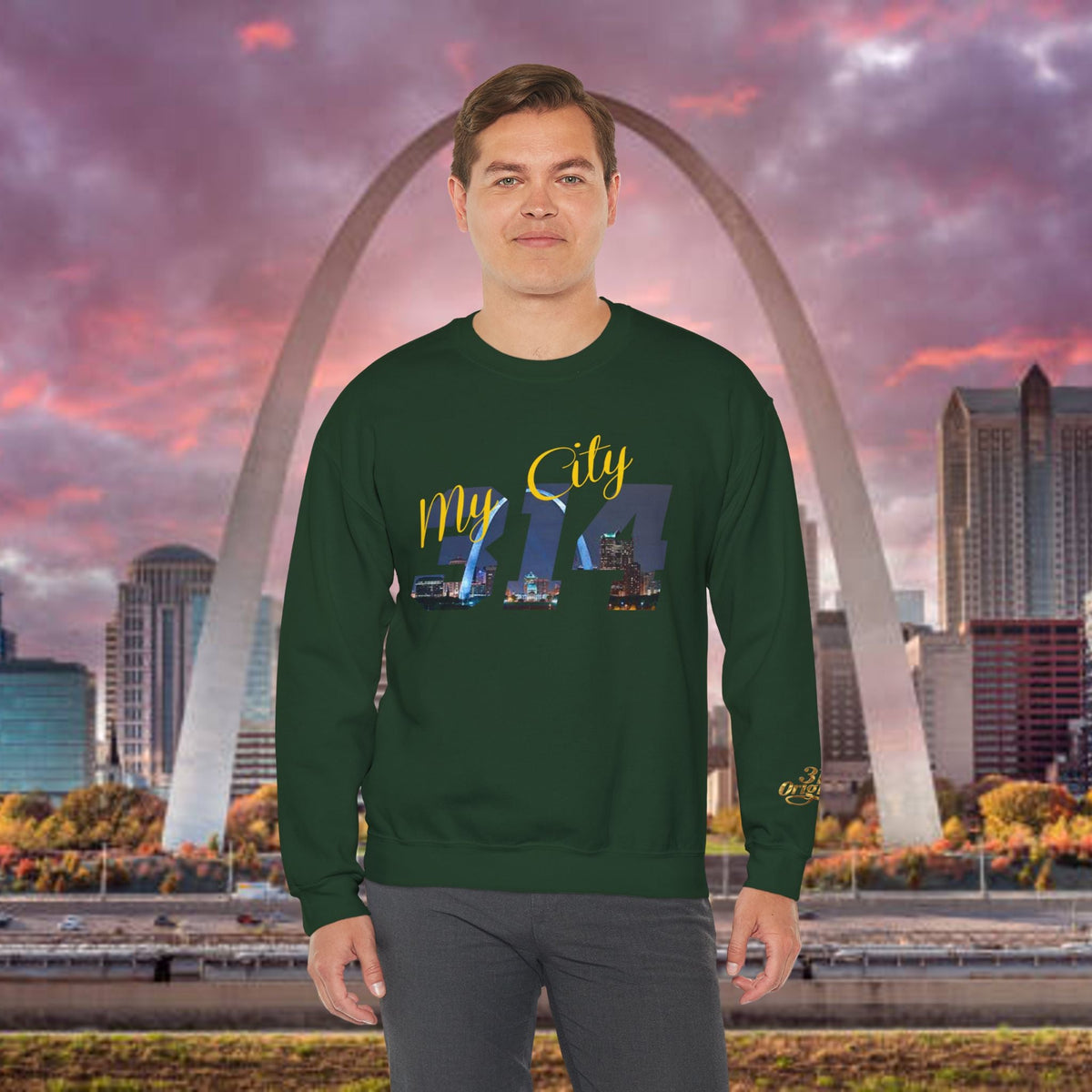 314 City Crewneck Sweatshirt — St. Louis Skyline Graphic - 314 Originals
