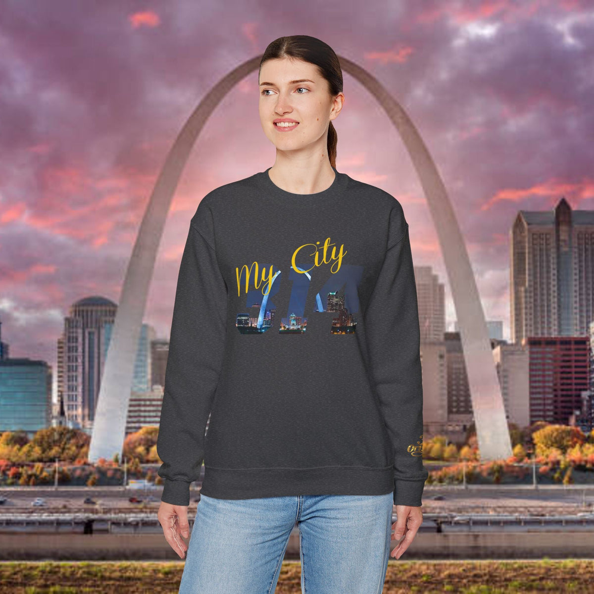 314 City Crewneck Sweatshirt — St. Louis Skyline Graphic - 314 Originals