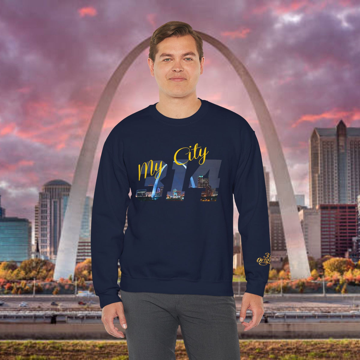 314 City Crewneck Sweatshirt — St. Louis Skyline Graphic - 314 Originals