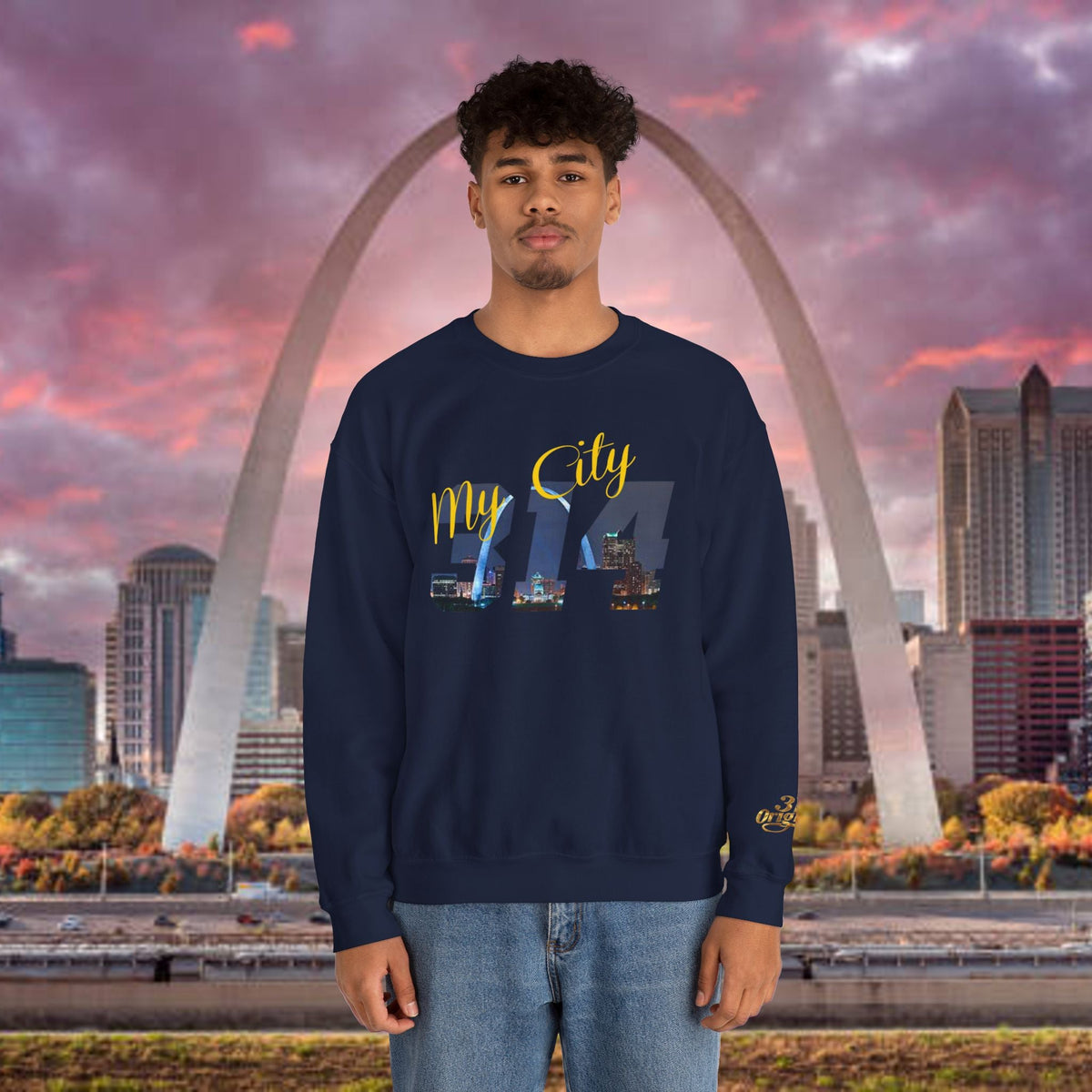 314 City Crewneck Sweatshirt — St. Louis Skyline Graphic - 314 Originals