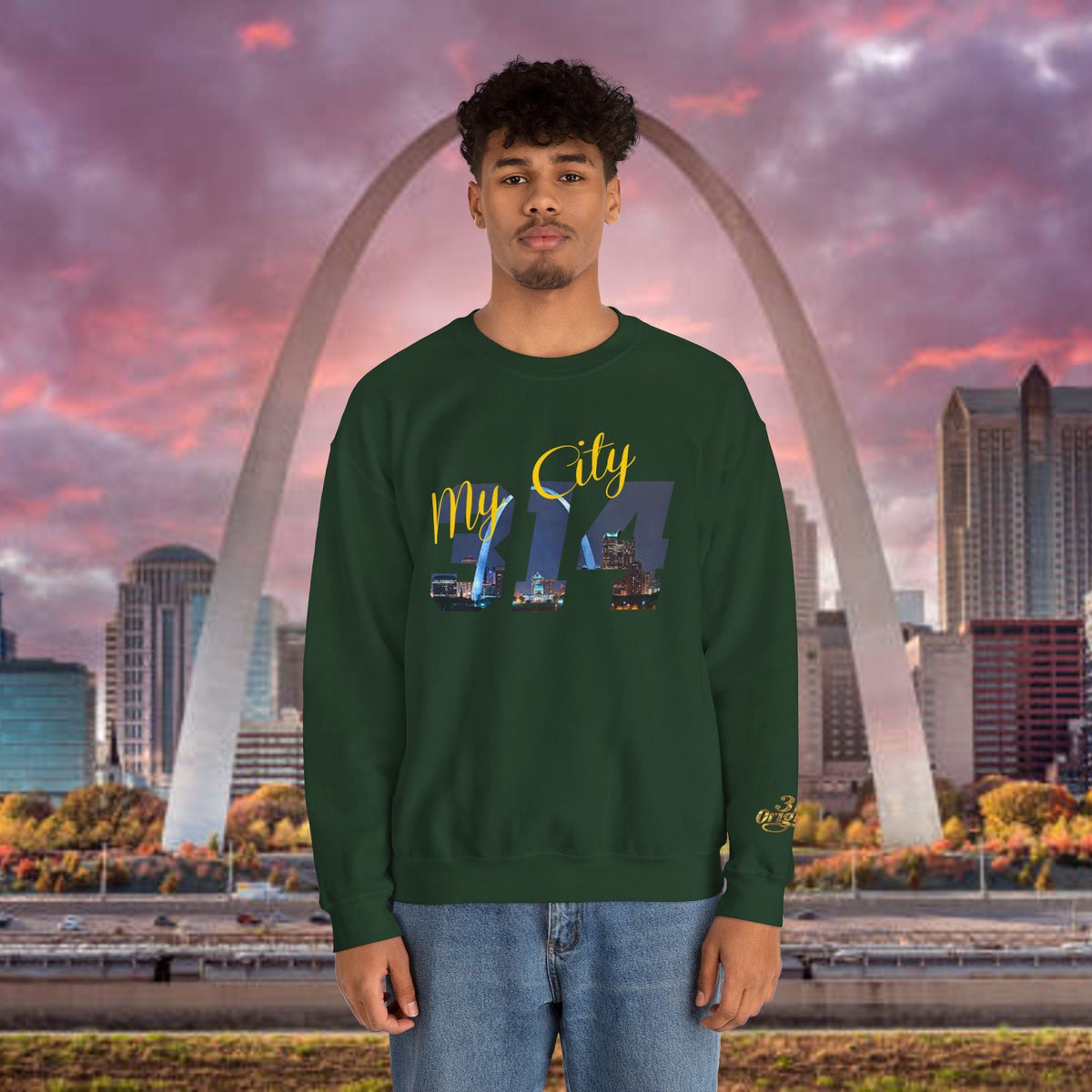 314 City Crewneck Sweatshirt — St. Louis Skyline Graphic - 314 Originals