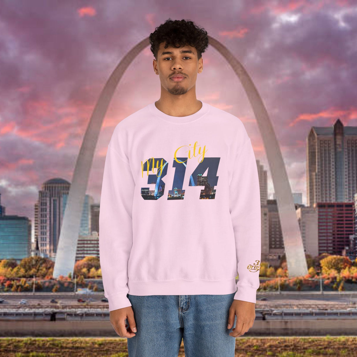 314 City Crewneck Sweatshirt — St. Louis Skyline Graphic - 314 Originals