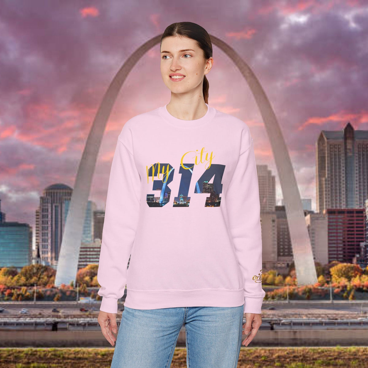 314 City Crewneck Sweatshirt — St. Louis Skyline Graphic - 314 Originals